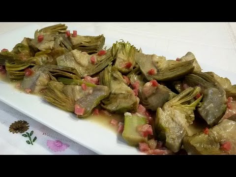 Receta de alcachofas con jamón en salsa verde